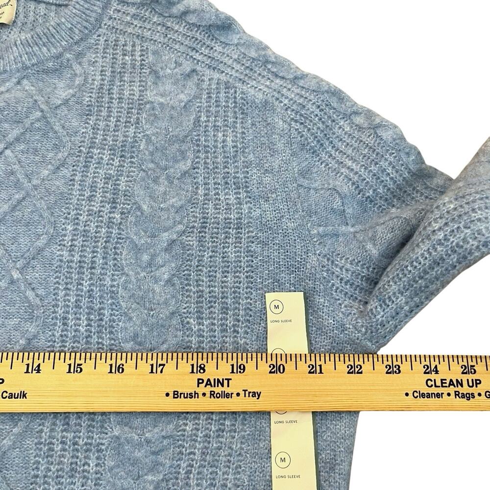 Universal Thread Cable Knit Sweater Medium Blue Crew Neck Pullover Soft Cozy - Picture 4 of 8